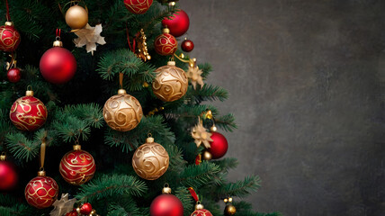 christmas tree with balls, ai generated