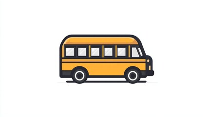 Yellow School Bus Icon Flat Design Transportation