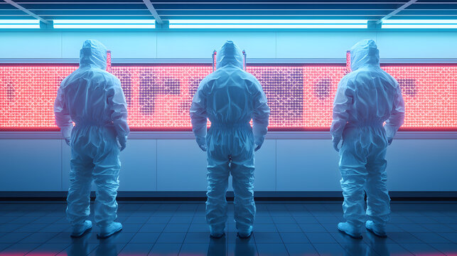 Exploring the Intersection of Technology and Science Through Futuristic Displays in Protective Gear