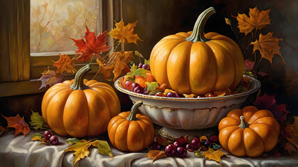 pumpkin and pumpkins, ai generated