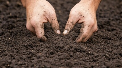 Hands Digging in Rich, Dark Soil