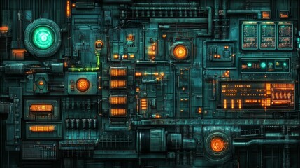 Fototapeta premium Futuristic Technology Panel Cyberpunk Interface Sci Fi Design Digital Art