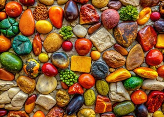 Textured Stone Wall Background for Food Photography - Natural Multicolored Stones Closeup