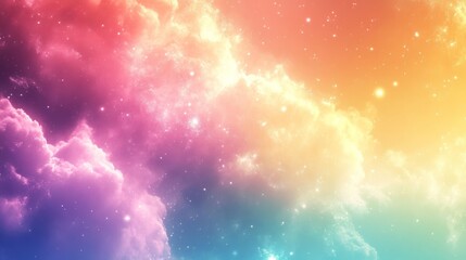 Naklejka premium Abstract Pastel Sky with Stars and Clouds Dreamy Fantasy Background