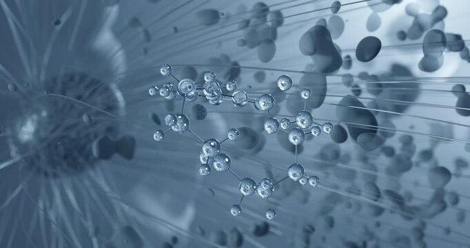 Zearalenone rotating molecular 3d structure ball-and-stick model, looped video estrogenic metabolite