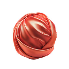 Silk satin fabric wrapped around a glowing orb, isolated on transparent background,