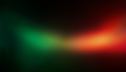 Defocused red green orange radiance soft texture on dark black abstract empty space background. Neon blur glow. Color light overlay. Copy space.