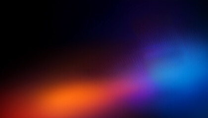 Obraz premium Defocused Blue lilac Oxide red Broom yellow radiance soft texture on dark black abstract empty space background. Neon blur glow. Color light overlay. Copy space.