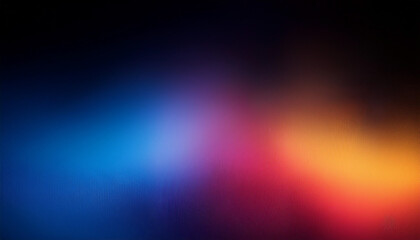 Obraz premium Defocused Blue lilac Oxide red Broom yellow radiance soft texture on dark black abstract empty space background. Neon blur glow. Color light overlay. Copy space.