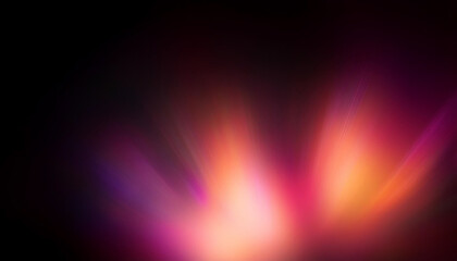 Neon blur glow. Pearl pink Luminous bright orange radiance soft texture on dark black abstract empty space background. Color light overlay. Copy space.
