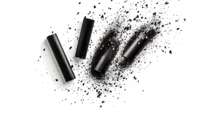 Exploding Black Chalk on Transparent Background Generative AI