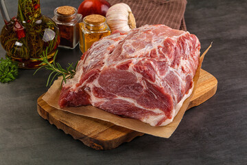 Raw pork neck meat for cooking