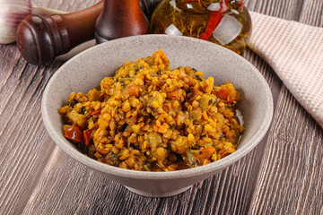 Vegan garnish - lentil with vegetables