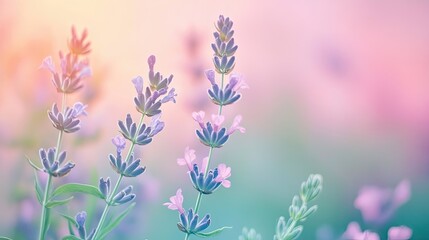 Obraz premium Close-up of Delicate Lavender Blossoms in Soft, Pastel Light