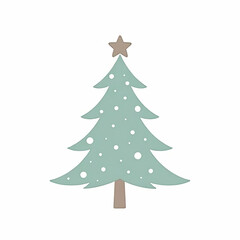 Christmas tree  Minimalist line art icon 