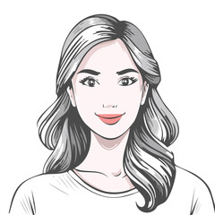 Woman portrait, radiant and beautiful female illustration.