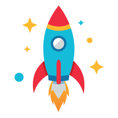 Rocket spaceship launch vector illustration.