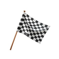 Checkered racing flag on a wooden pole png background