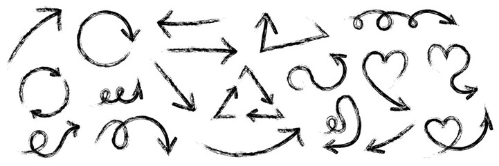 The arrows are drawn in chalk by hand. The arrows are in the form of a heart.