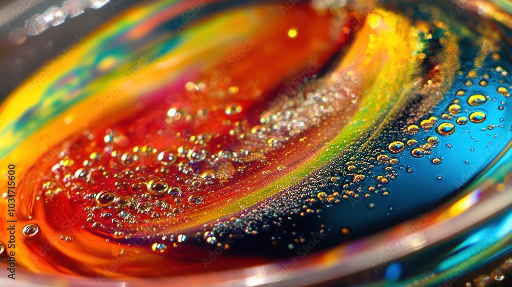 Aufkleber abstract swirl of multicolored liquid with bubbles