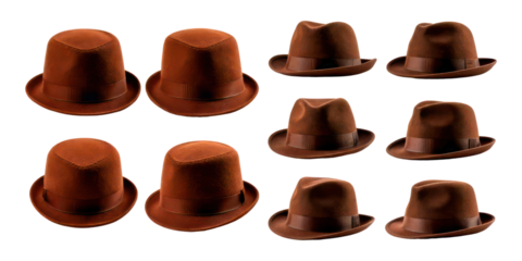 Classic Brown Hats Collection for Stylish Outfits,PNG set collection, isolated on transparent background