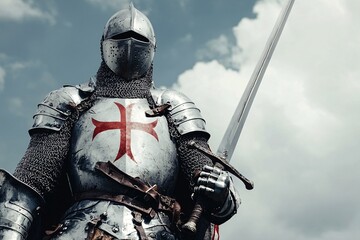 Saint George of England, clad in armor and wielding a sword, embodies valor and nobility amidst the rich tapestry of his legendary past.