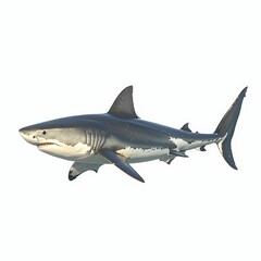 Naklejka premium Great White Shark Isolated Realistic 3D Render Ocean Animal Predator Marine Life Un