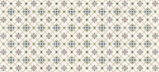 Thai pattern seamless colorful Wall with natural marble texture pattern for background.