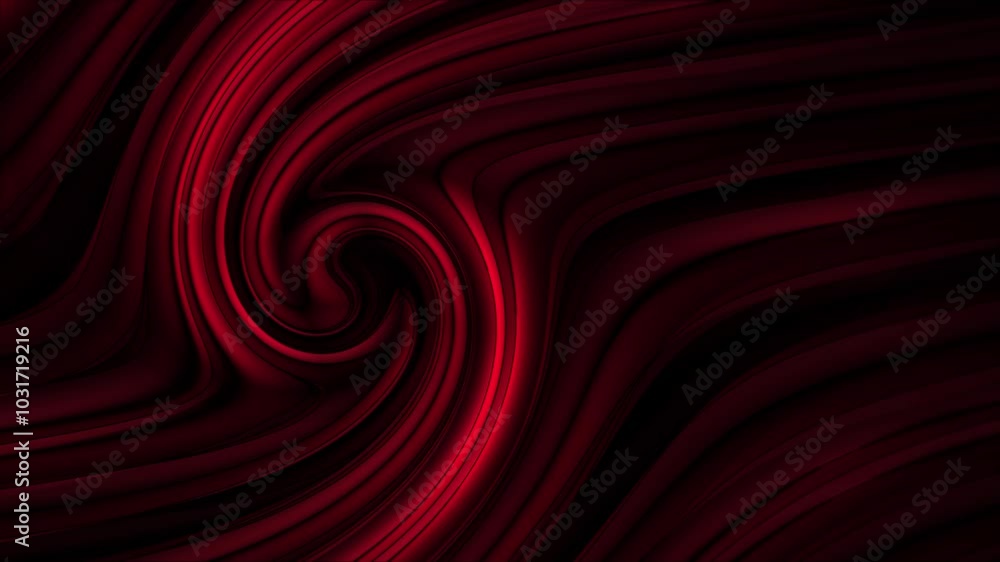 Poster animation of swirling, hypnotic vortex of deep red and black hues, creating dynamic and visually str