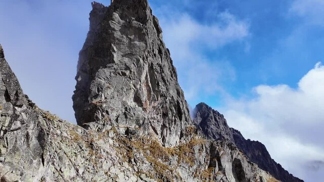 Slovak High Tatras, Turnia Spaga peak. Slow motion video.
