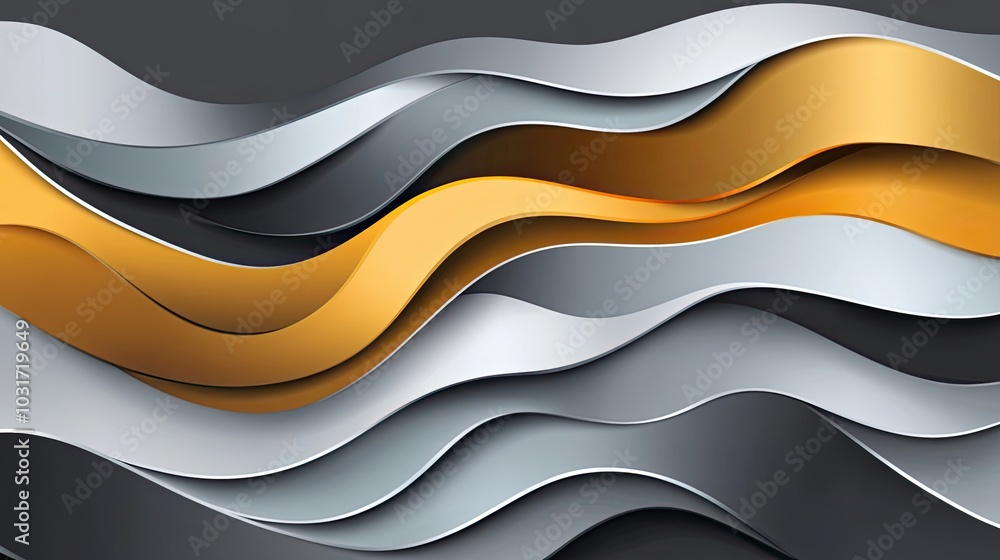 Poster abstract wave pattern with metallic colors