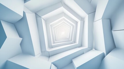 Fototapeta premium Abstract white tunnel with a bright light at the end.
