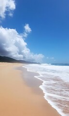 133. An empty beach with smooth sand and gentle waves