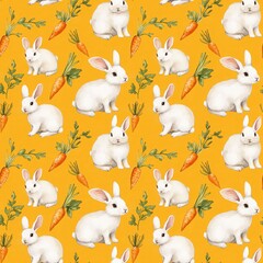 Obraz premium Seamless pattern between rabbit and carrot