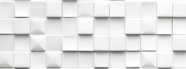 A textured wall composed of white tiles with varying dimensions and angles.