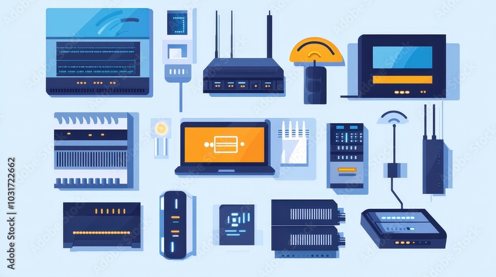 Poster networking hardware essentials: explore the essential hardware components required for networking, i