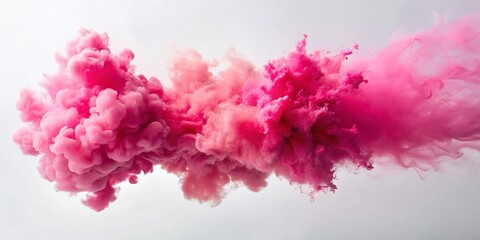Transparent Pink Smoke Explosion - Vibrant Paint Cloud Splash Isolated on Background
