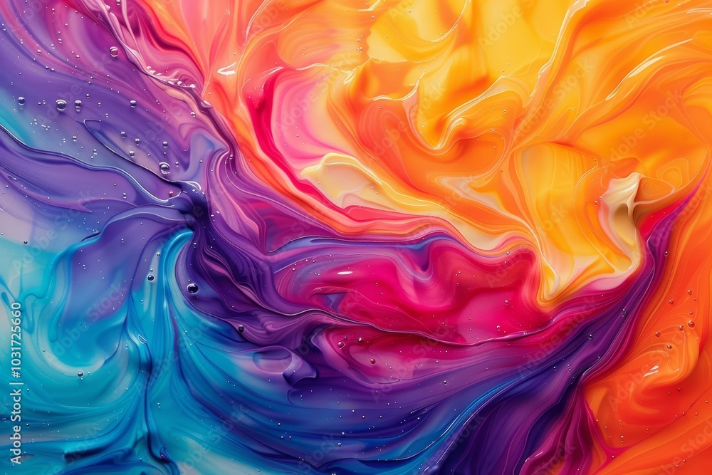 Poster vibrant swirling colors blend together in a mesmerizing abstract creation capturing dynamic movement