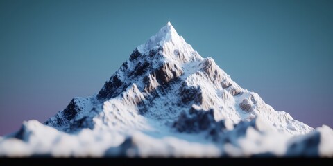 Majestic Snowy Mountain Peak Against Gradient Sky   Nature  Landscape Photography