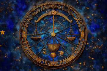 Obraz premium wallpaper of spiritual astrological zodiac sign libra
