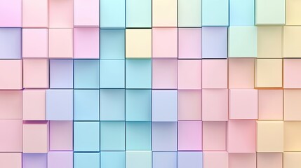 Abstract Pastel Cube Wall with 3D Perspective
