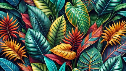Tropical Leaf Silhouette Pattern for Seamless Design and Backgrounds
