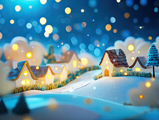 Rustic Village Background Sparkling Stars and Cozy Charm for Idyllic Countryside Scenes