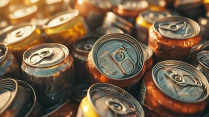 Close-up of a Pile of Rusty Aluminum Cans