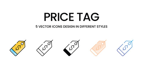 Price Tag vector icons set ready to use wed and mobile apps.