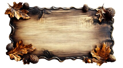 Autumn Inspired Wooden Sign with Carved Leaf and Acorn