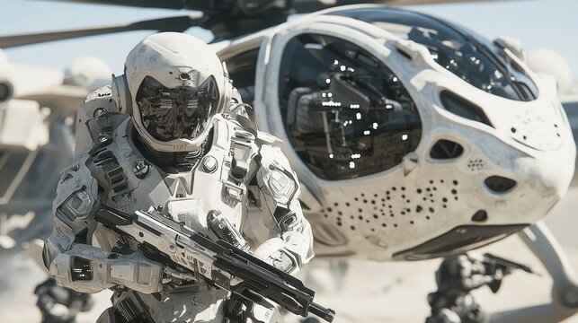 Advanced Reconnaissance Mission in Alien Landscape - Futuristic Warfare 3D Render Illustration
