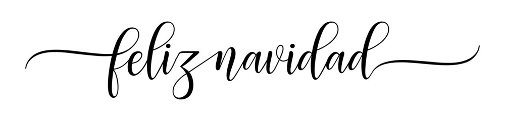 Feliz Navidad – Merry Christmas Spanish language, Calligraphy brush text banner with transparent background