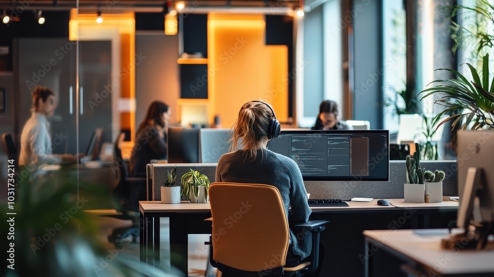 Poster sound management in workspaces: analyze the importance of sound management in workspaces.