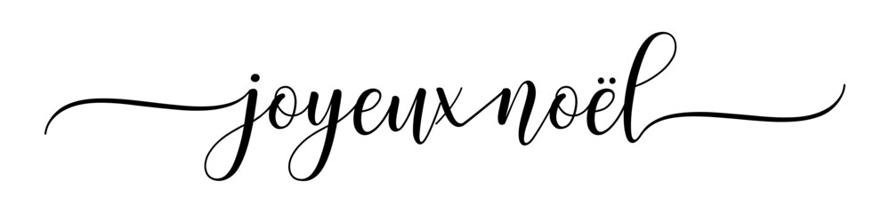 Joyeux Noël – Merry Christmas French language, Calligraphy brush text banner with transparent background